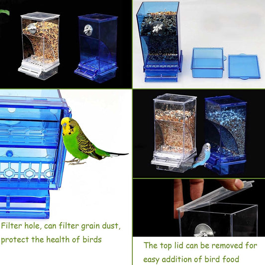 kathson No-Mess Bird Cage Feeder Automatic Parrot Feeders Seeds Contai