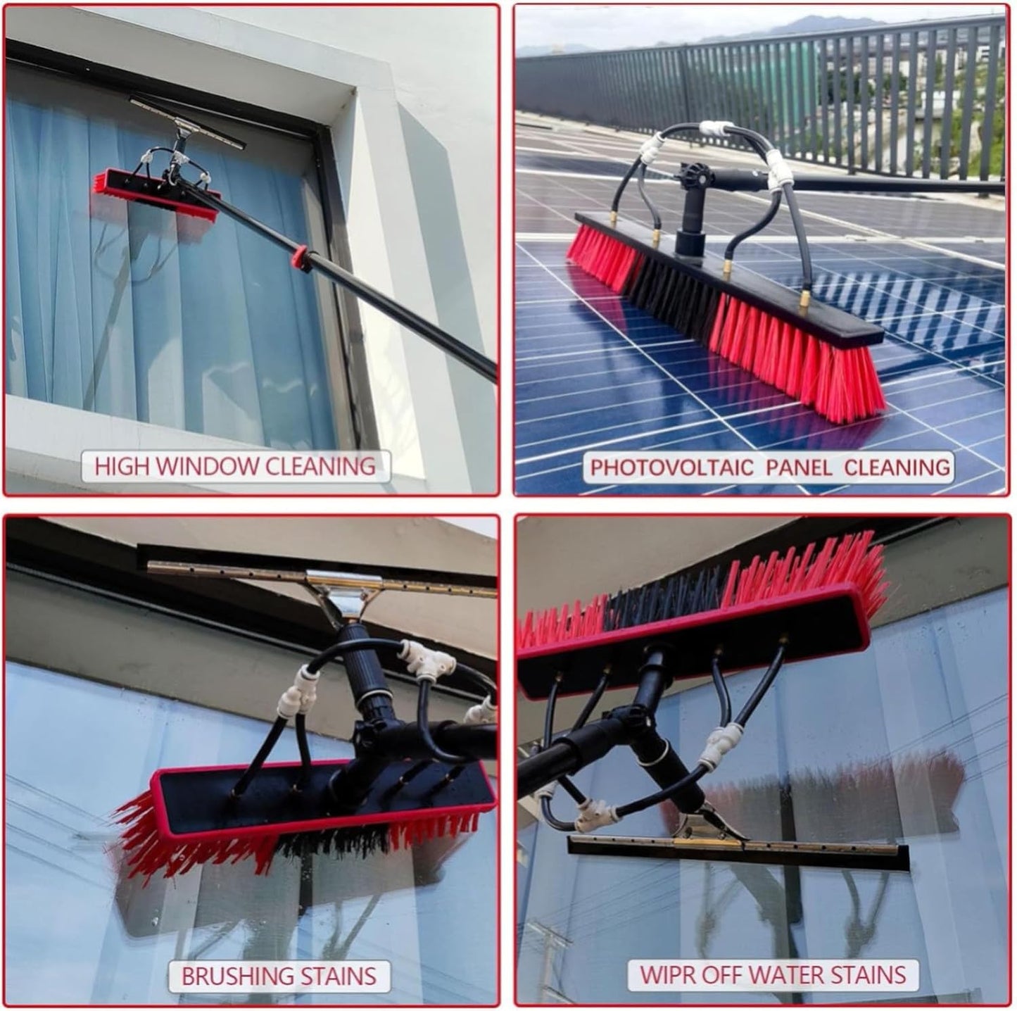 Window Cleaner Kit with Scraper & Brush Extends 3.610.8M for Effortless Window & Solar Panel Cleaning Lightweight Adjustable Perfect for High Reach