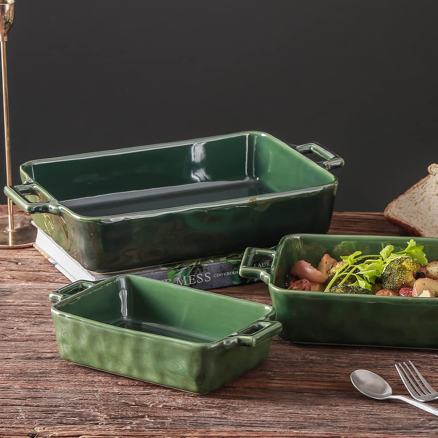 VICRAYS Ceramic Bakeware Set, Porcelain Rectangular Baking Dish, Bakin