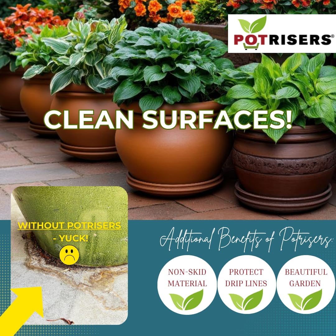 Combo Pack (12 Small 1" & 6 Large 2" - 18 Pieces Total) Outdoor Plant Risers & Drainage Invisible Pot Feet for Planters, Pots, or Statues – Ideal for Patios, Decks, and Gardens
