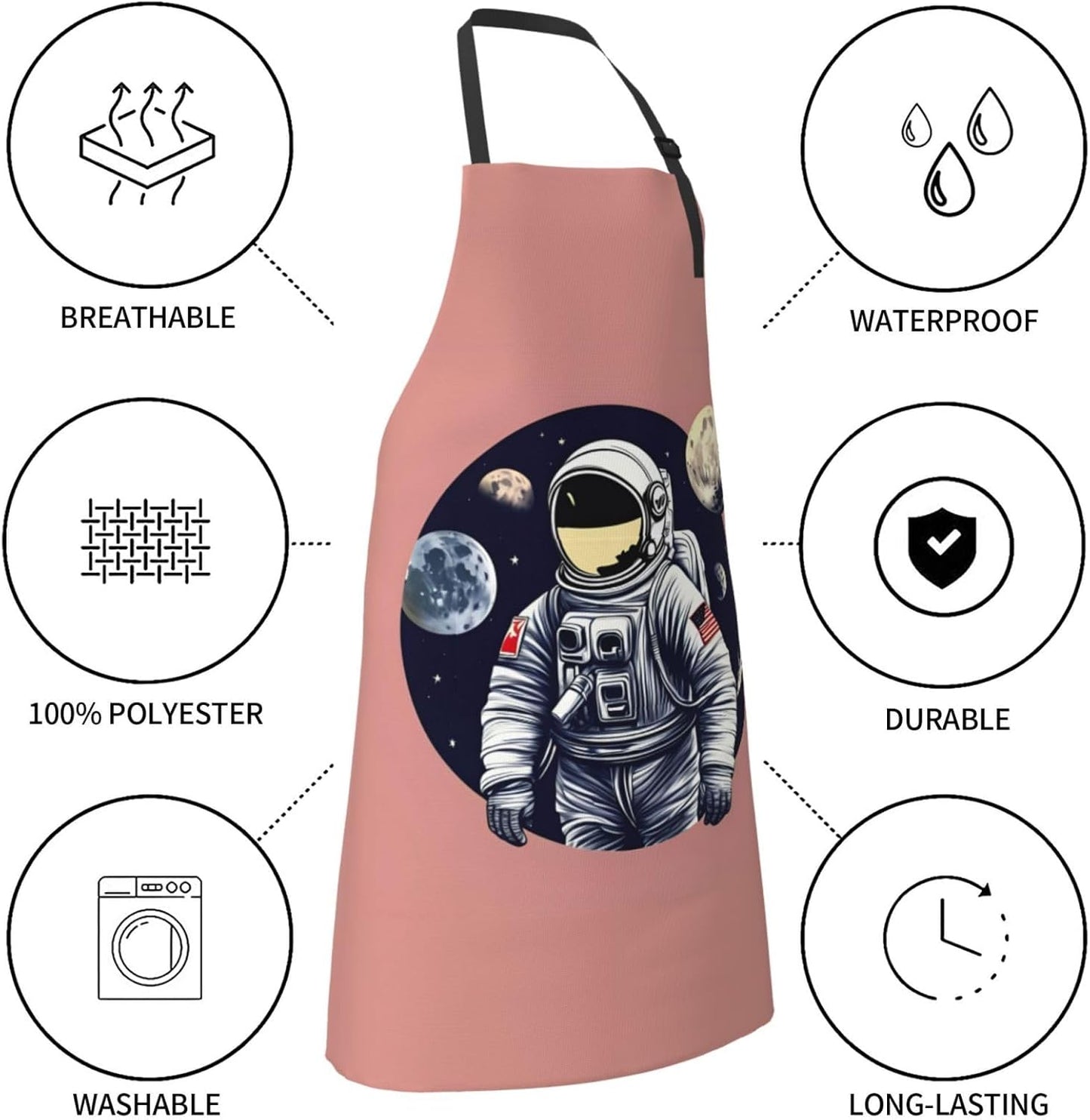 Astronaut on The Moon 1 print Waterproof chef's apron with pocket apron for kitchen cooking baking barbecue and gardening