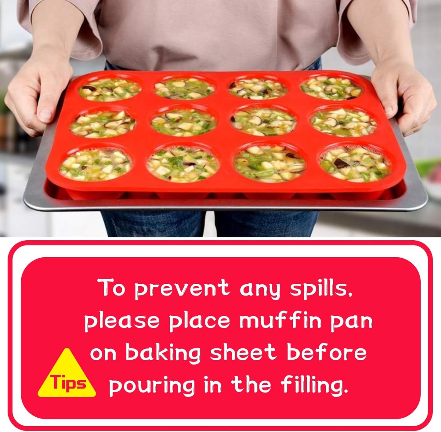 CAKETIME 12 Cups Silicone Muffin Pan - Nonstick Cupcake Pan 1 Pack Regular Size Silicone Mold for Baking