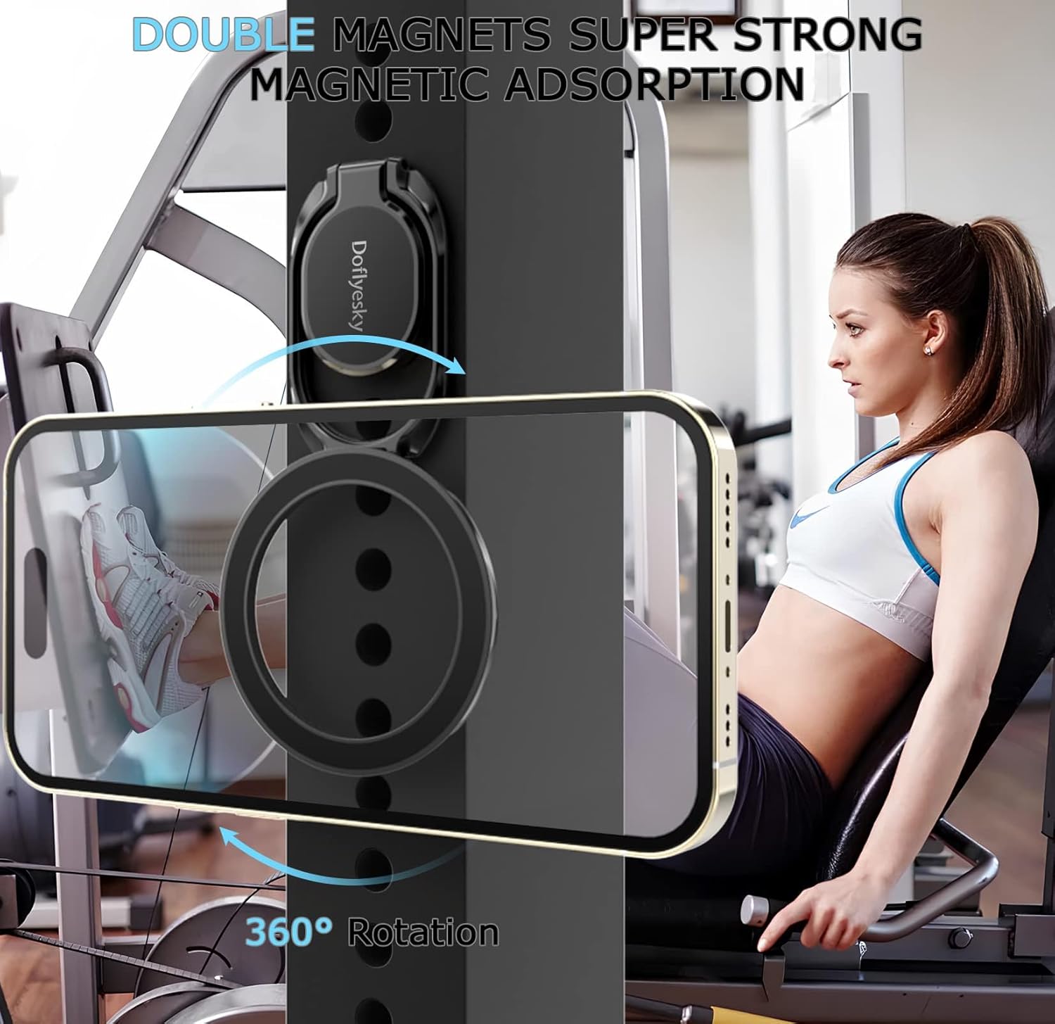 Magnetic Phone Ring Holder with Magsafe, Double Adjustable Gym Finger 