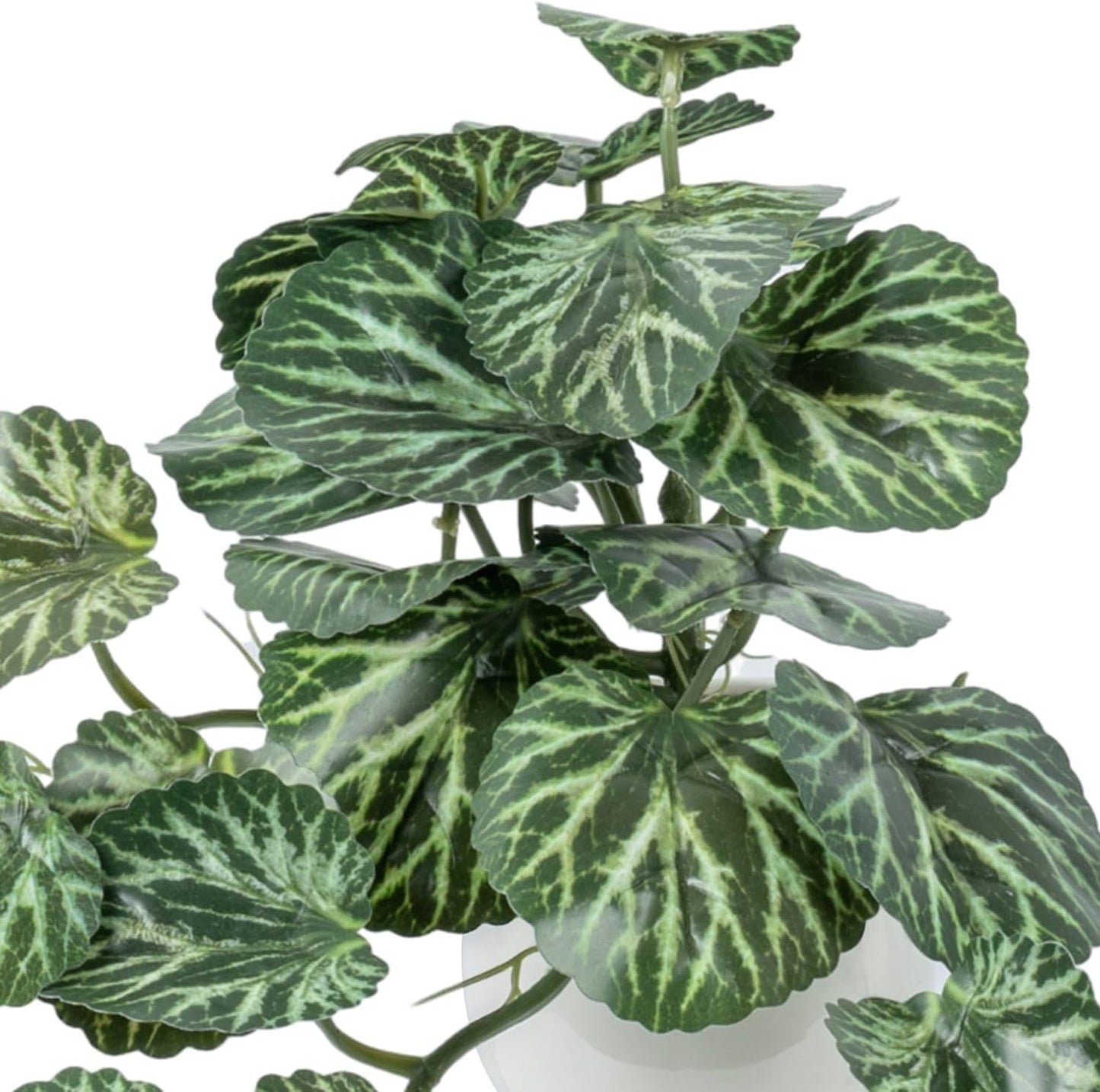 MyGift Single Wall Mounted Artificial Green Leafy Draping Plant Potted in White Ceramic Pot, Faux Begonia Imperialis X Pustulata Decorative Hanging Planter with Trailing Leaves