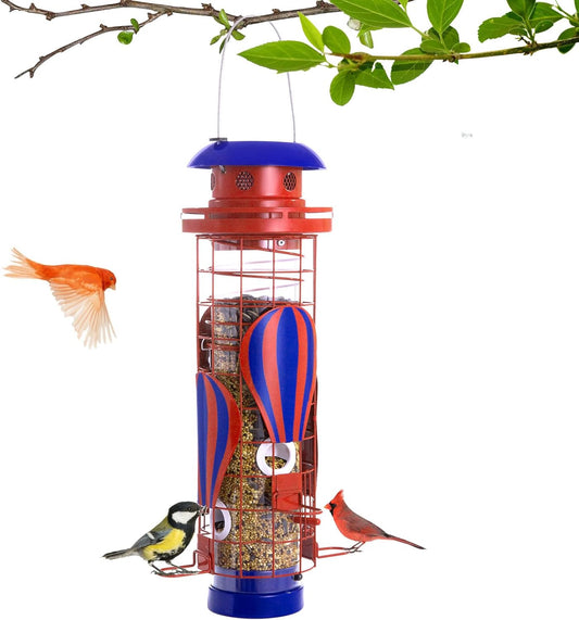 Solar Metal Bird Feeder for Outdoors Hanging Squirrel Proof Wild Bird Feeders, Durable & Chew-Proof Cardinals Feeders, Gifts for Bird Lovers, Garden Decoration