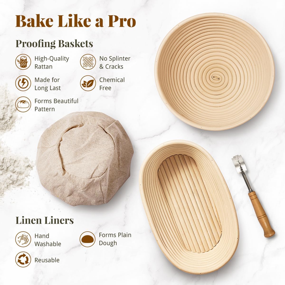 Sourdough Starter Kit, Banneton Bread Proofing Baskets Set, Sourdough 