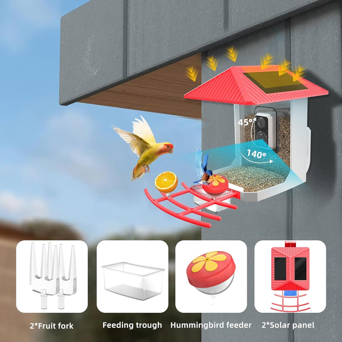 2K Smart Bird Feeder with Camera, 2.5L Ai Smart Bird House for Outdoor