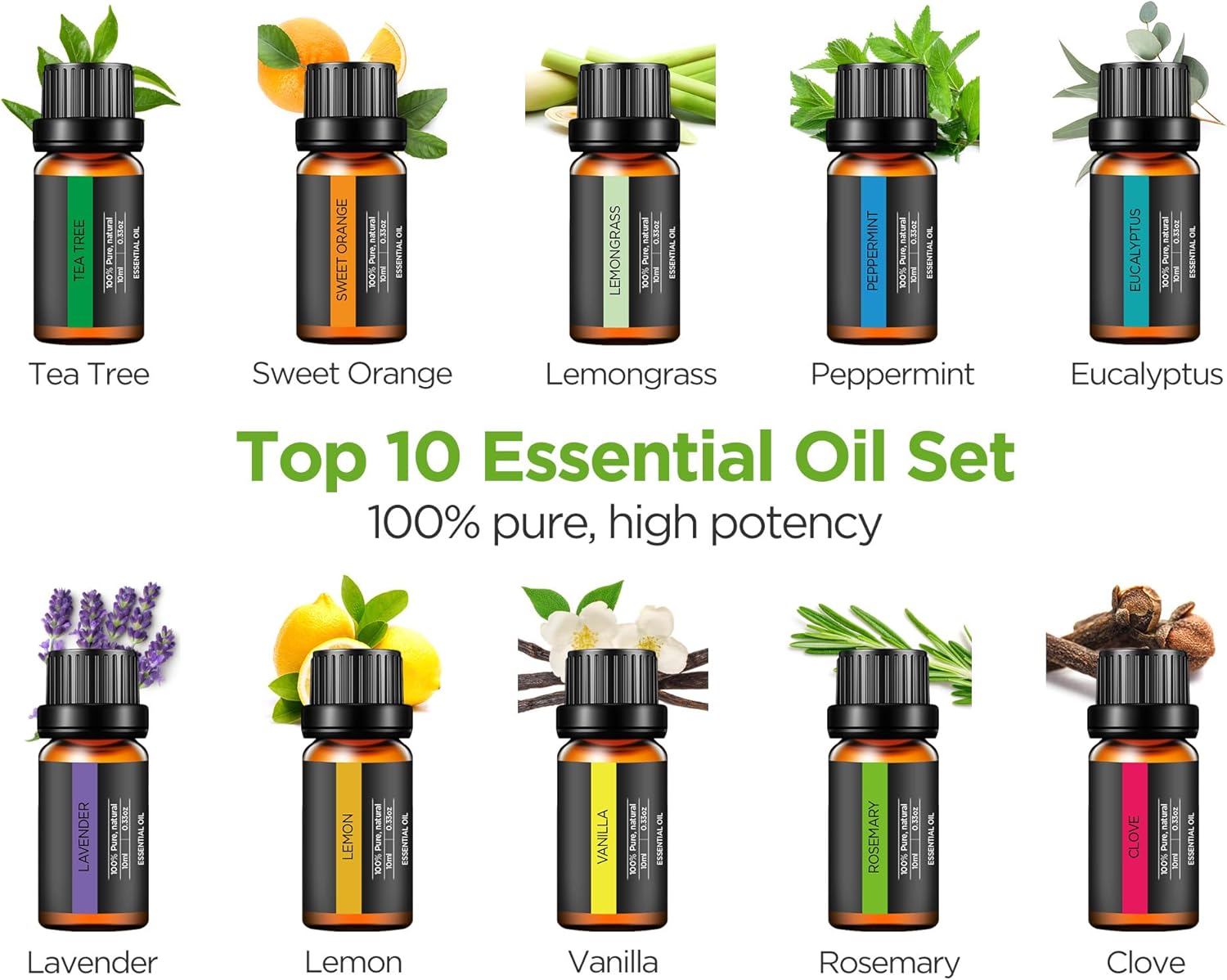 InnoGear Aromatherapy Diffuser & 10 Essential Oils Set, 400ml Diffuser