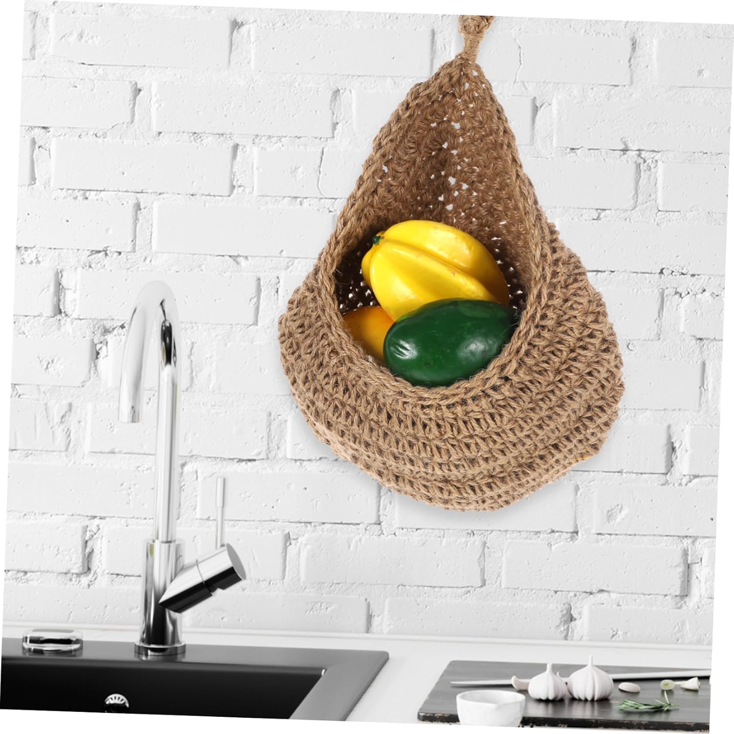 BESTOYARD Jute Hanging Basket for Wall Storage Teardrop Woven Planter 