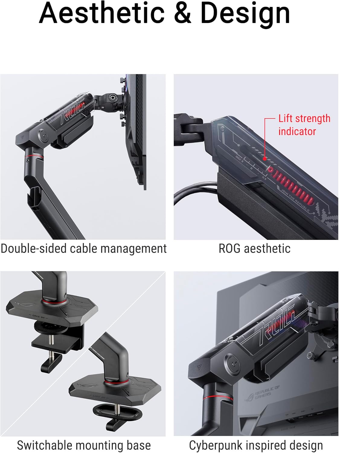 ROG Ergo Monitor Arm (AAS01R) – Mechanical Spring Monitor Mount with D