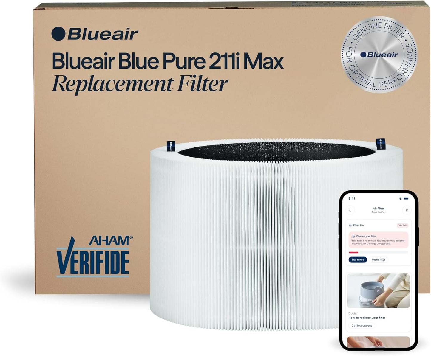 BLUEAIR Genuine F2MAX Filter for Blue Pure 211i Max — HEPASilent Technology, Particle + Carbon, Fits 211i Max Only (Not 211+ or 211+ Auto)