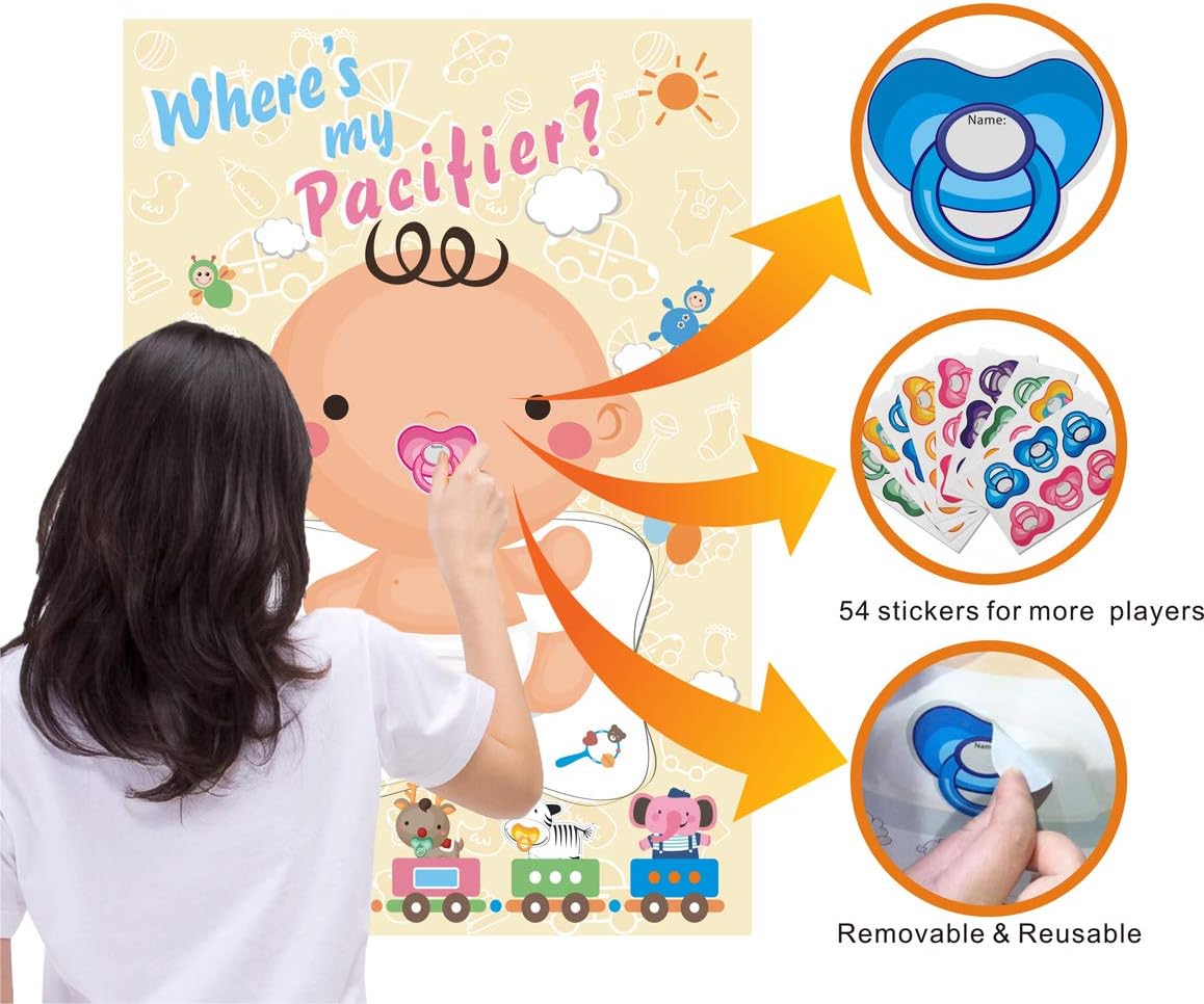 ADJOY Pin The Pacifier on The Baby Game - Baby Shower Party Favors Dum