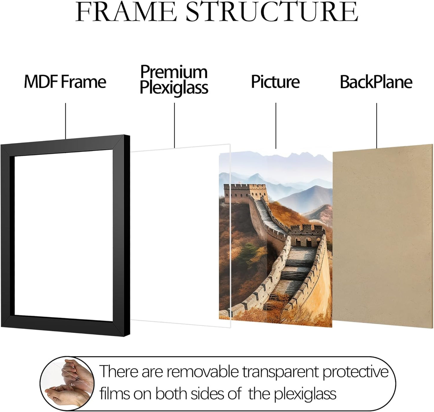 Picrit 11x14 Picture Frame, Photo Frame for Wall Mounting Display, Black