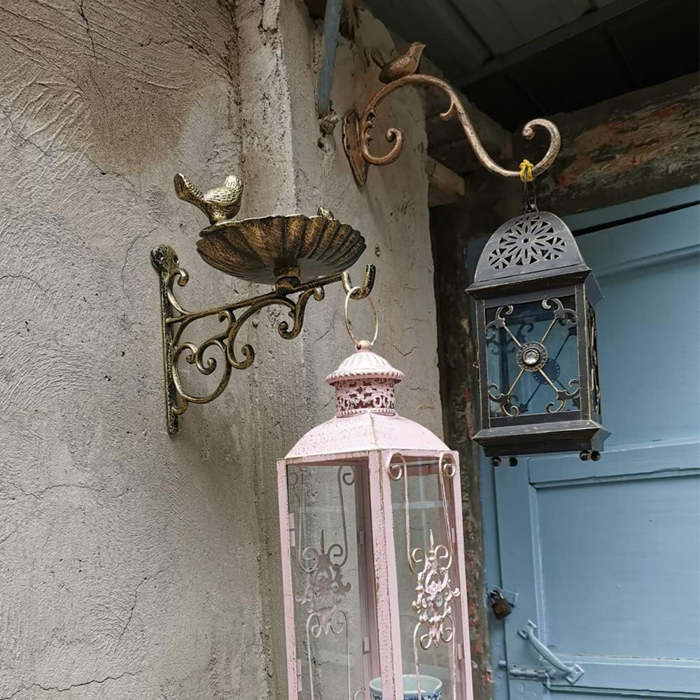 Cast Iron Wall Bird Feeder,Gold Wild Life Birds Bath for Outdoors,Pati