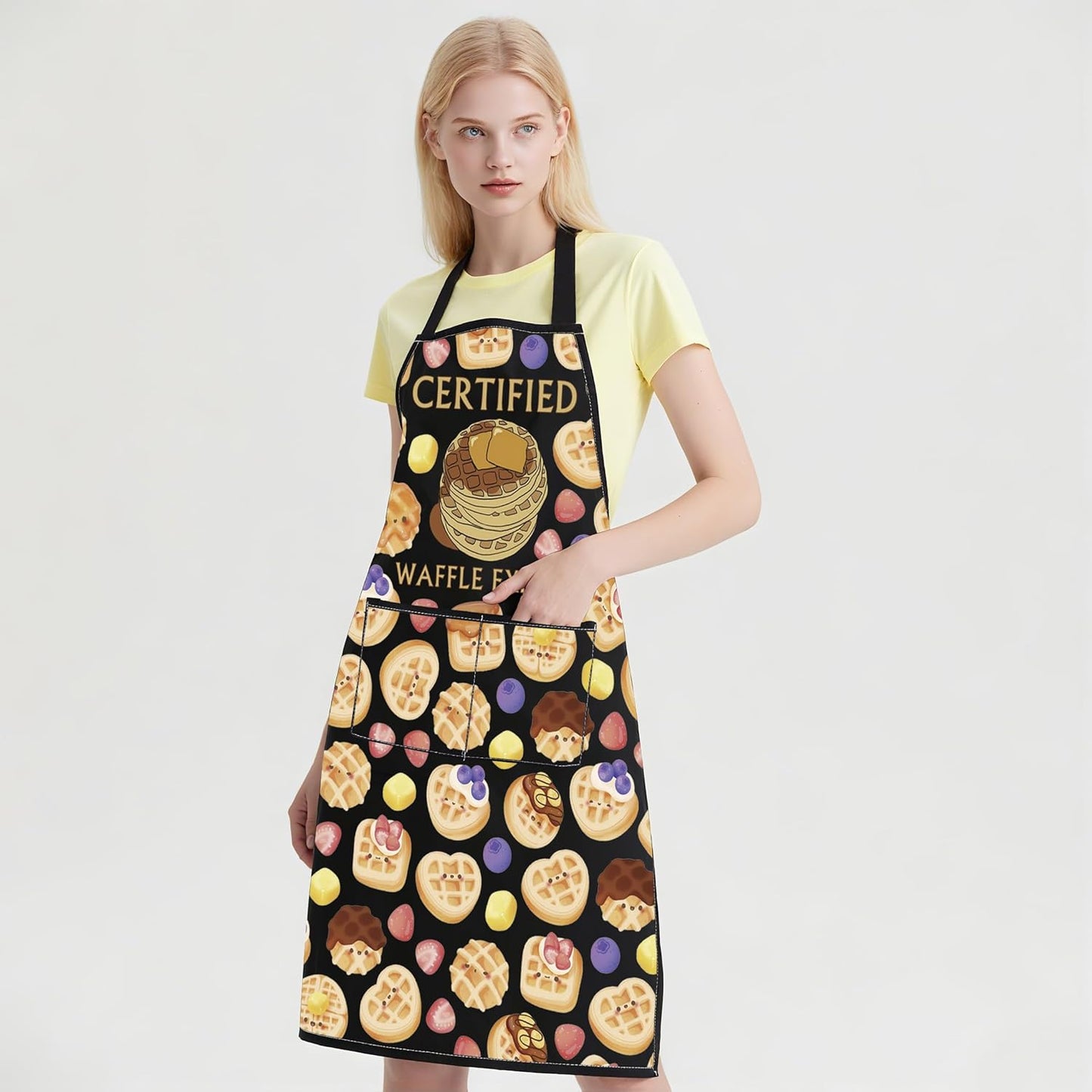 WCGXKO Certified Waffle Expert Kitchen Apron Cooking Waffle Gift Breakfast Foodie Gift for Waffle Lover