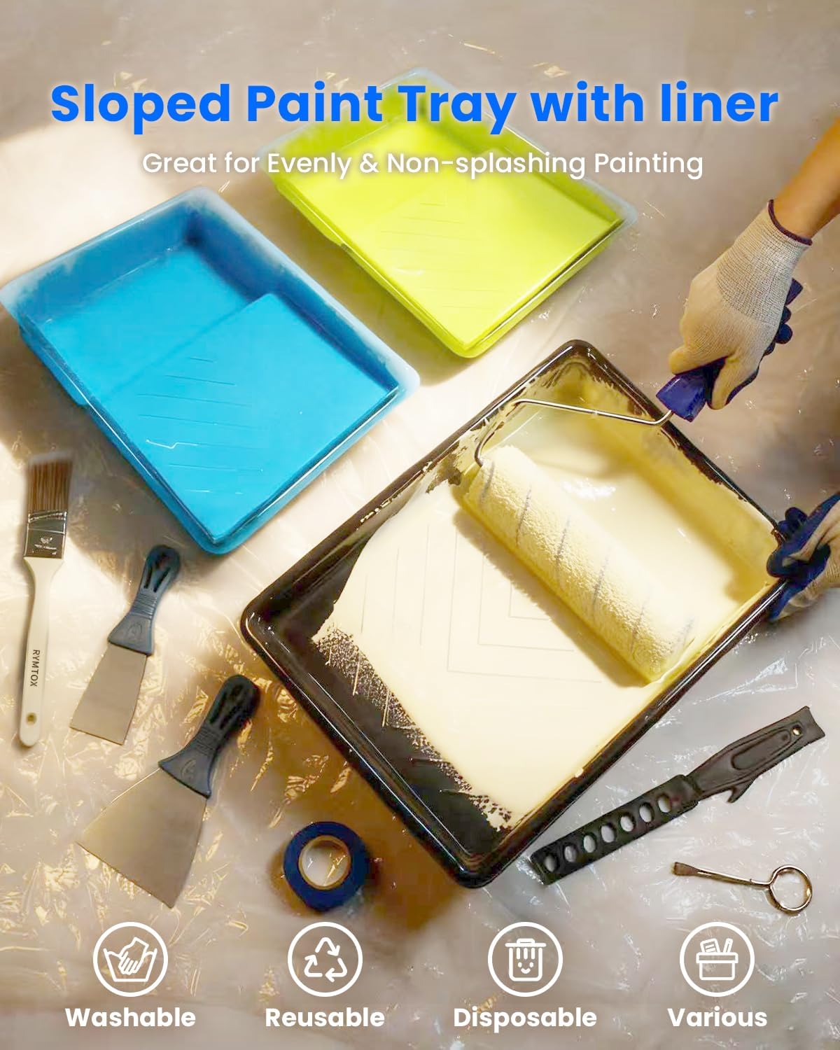 33PCS Paint Roller Kit with Extension Pole | 2–4 FT Pole | 9" & 4" Pai