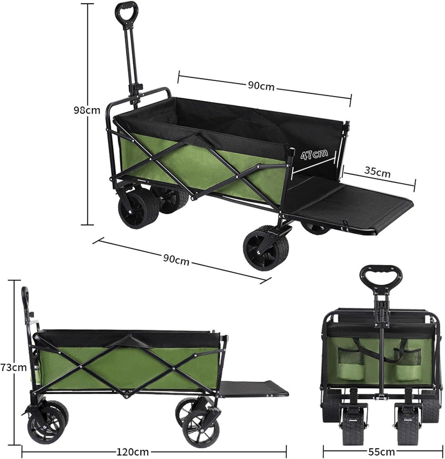 Folding Festival Cart on Wheels, Heavy-Duty 250kg Capacity, Expandable