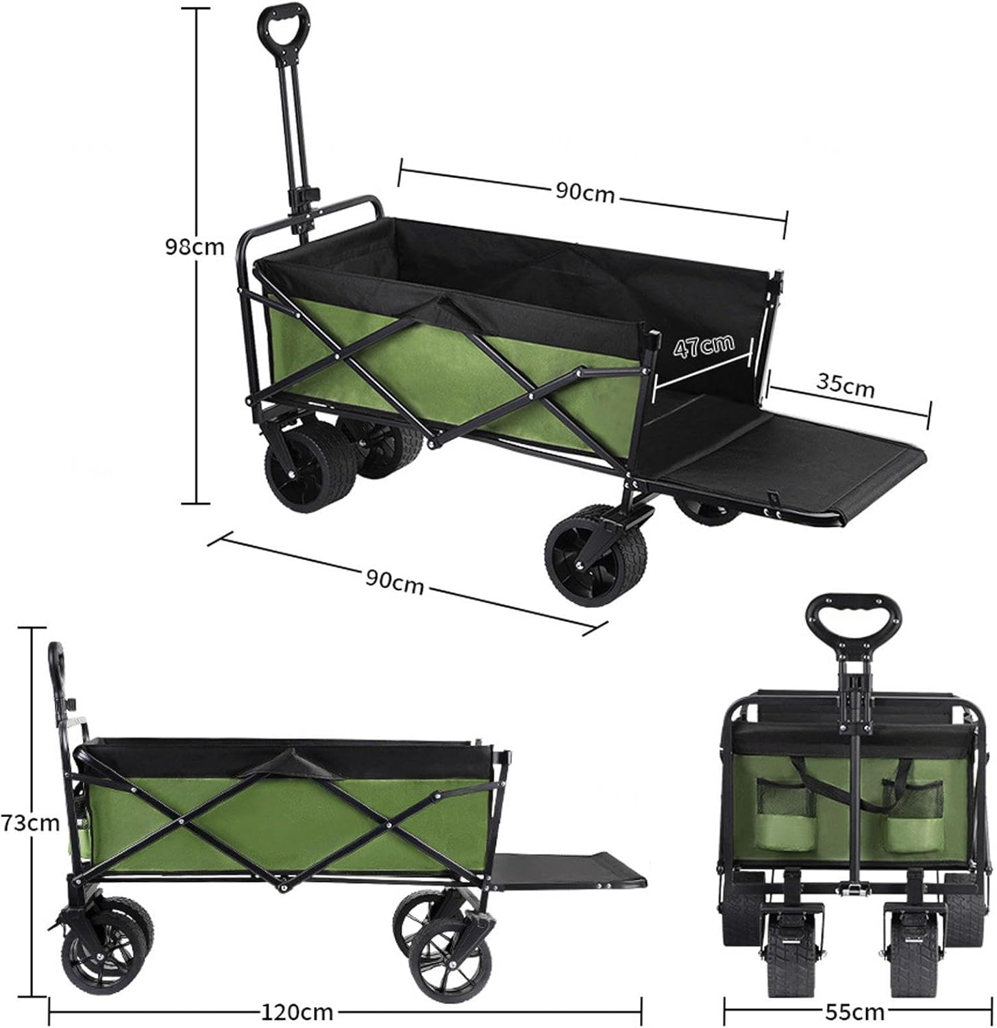 Folding Festival Cart on Wheels, Heavy-Duty 250kg Capacity, Expandable