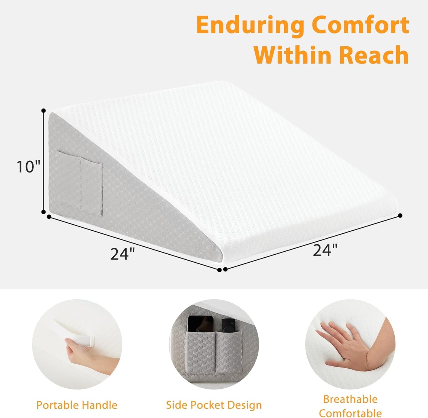 Wedge Pillow for Acid Reflux, Bed Wedge Pillow for Headboard 10", Pill
