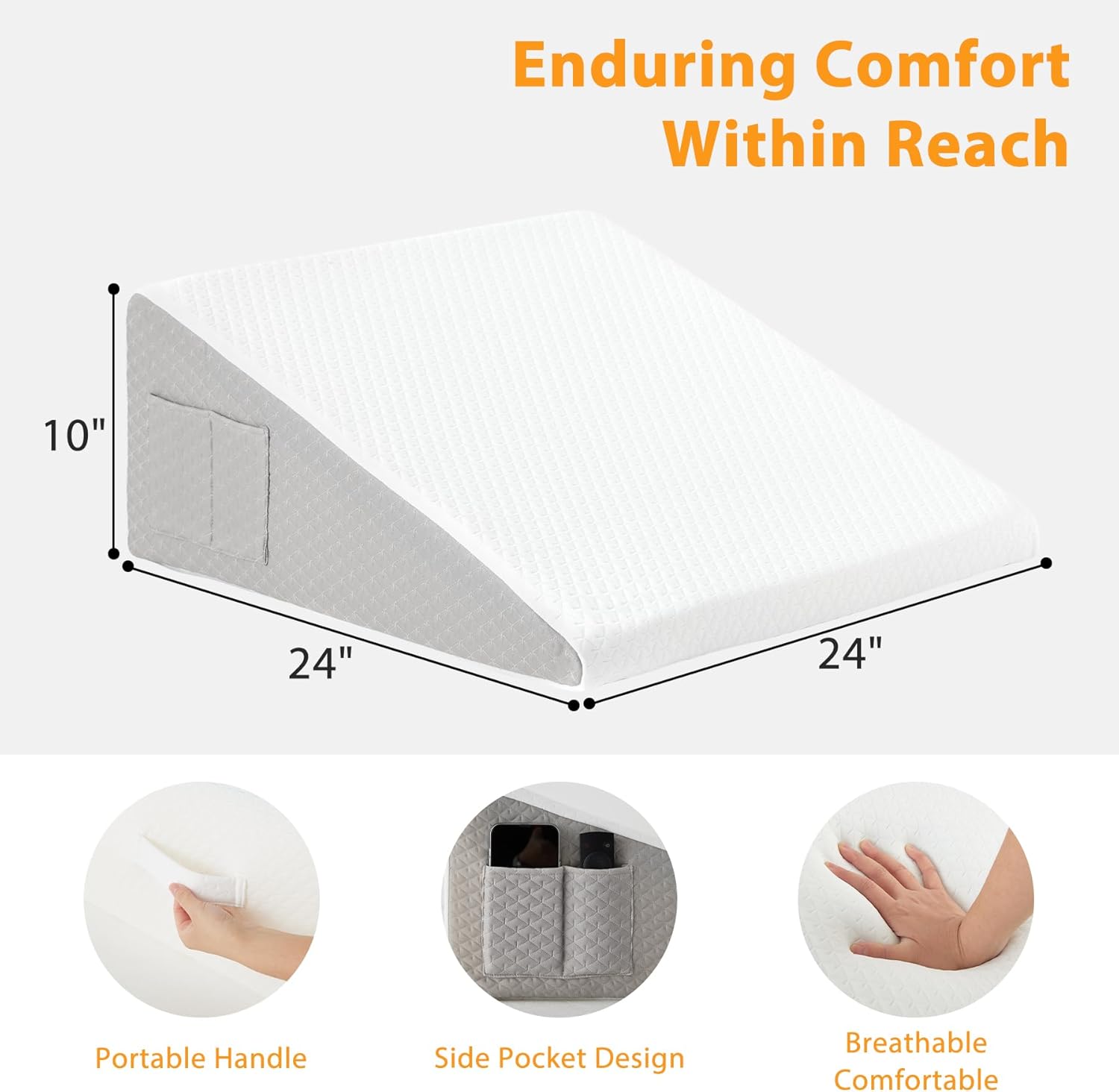 Wedge Pillow for Acid Reflux, Bed Wedge Pillow for Headboard 10", Pill