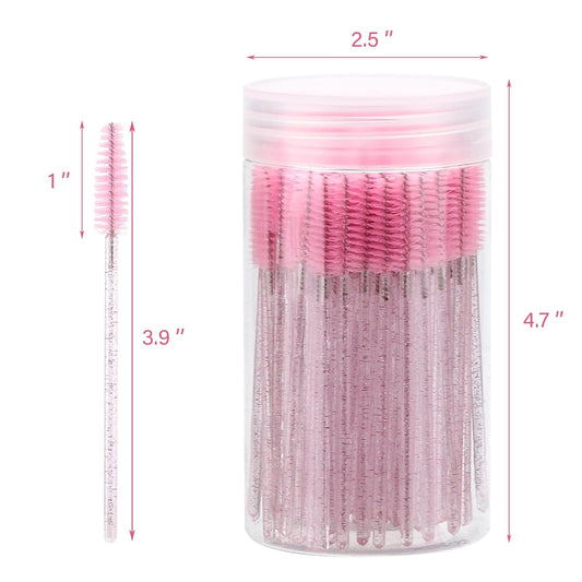 100 Pcs Disposable Mascara Wands, Crystal Eyebrow Spoolies Brush for E
