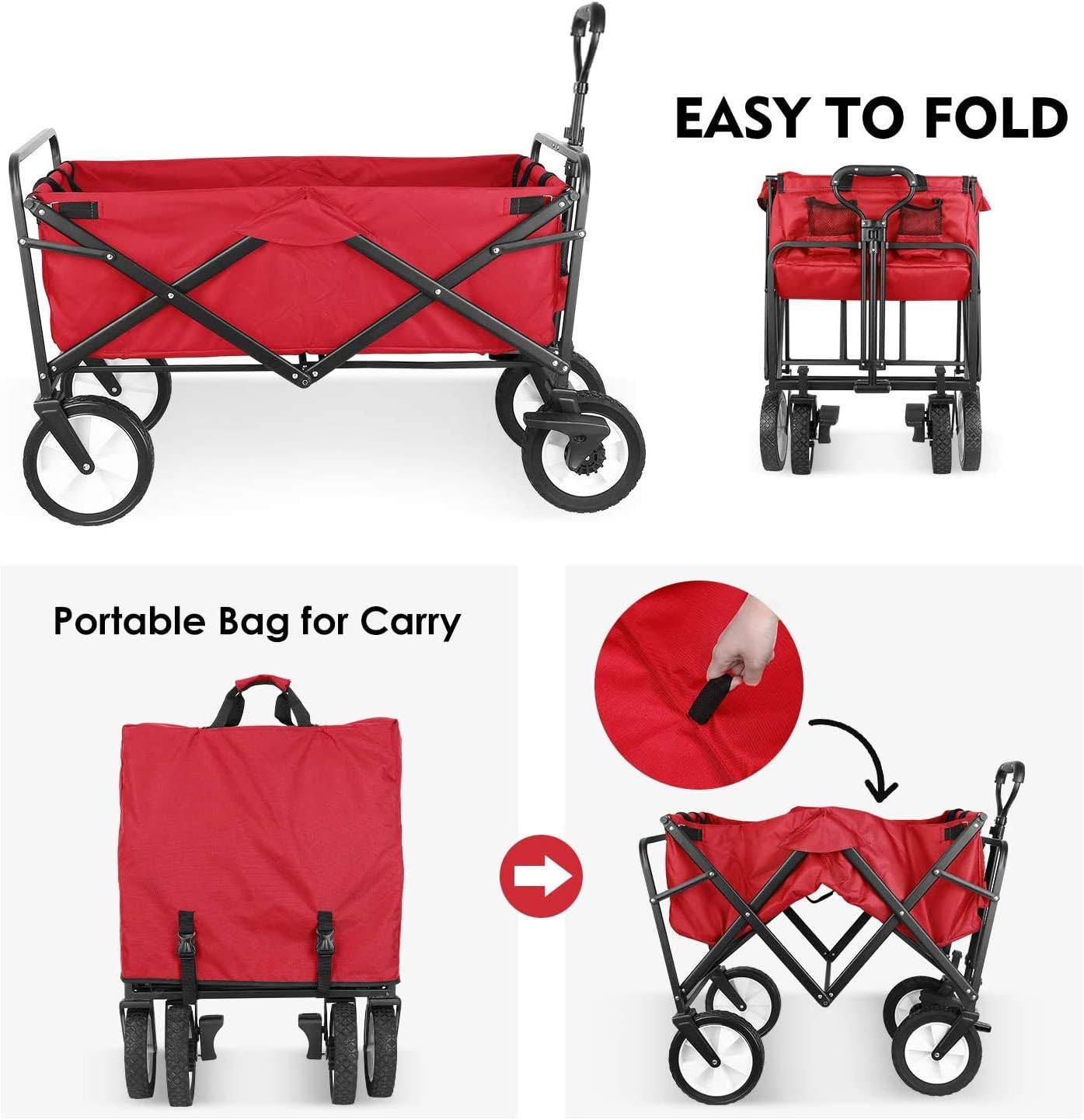 Outdoor Utility Wagon, Heavy Duty Folding Garden Portable Hand Cart, w