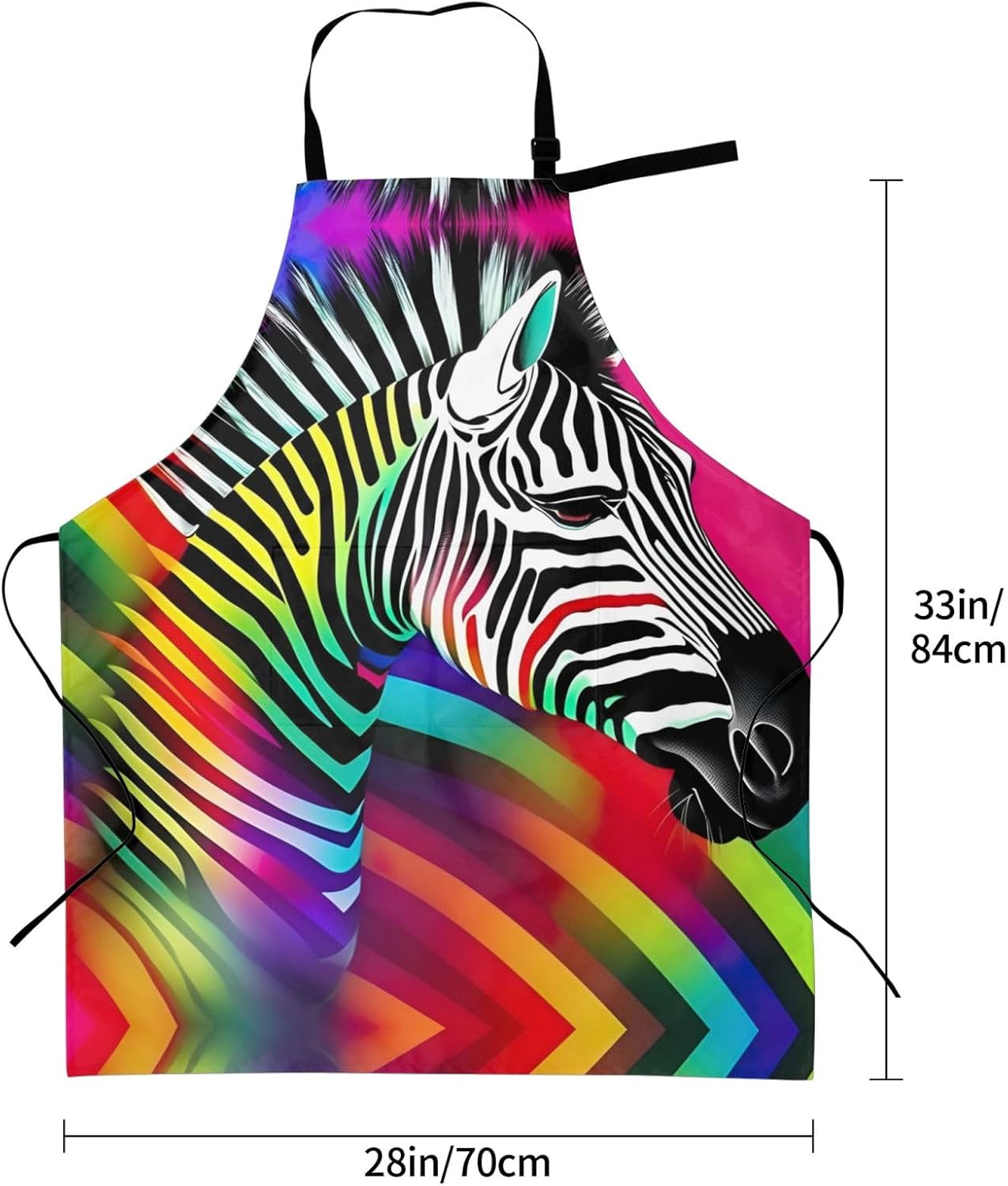 Colorful Rainbow Zebra print Waterproof chef's apron with pocket apron for kitchen cooking baking barbecue and gardening