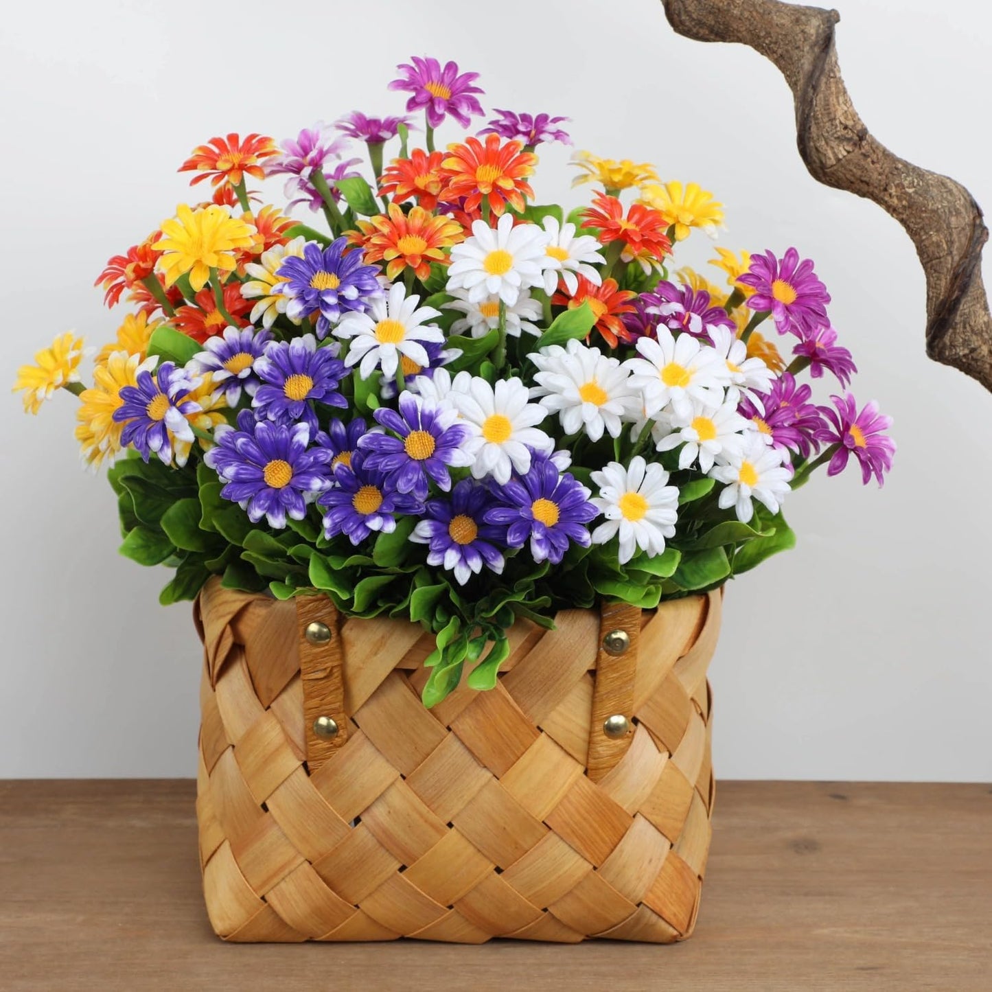 10 Bundles Outdoor Artificial Daisies Plastic Flowers UV Resistant Fake Daisy Flowers Faux Plants for Home Decor Indoor Outside Front Porch Window Box Planter Garden Pot Decoration