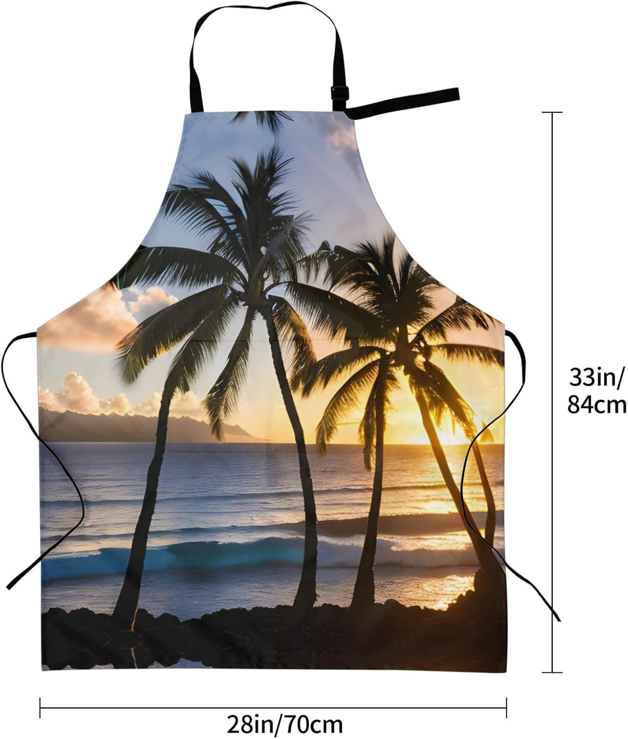 Hawaii Sunbeams print Waterproof chef's apron with pocket apron for ki