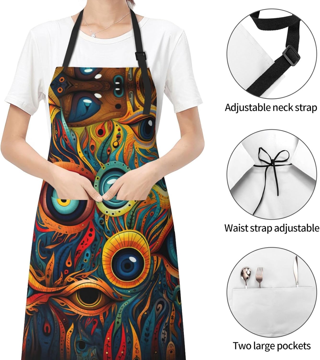 eyes 2 print Waterproof chef's apron with pocket apron for kitchen cooking baking barbecue and gardening