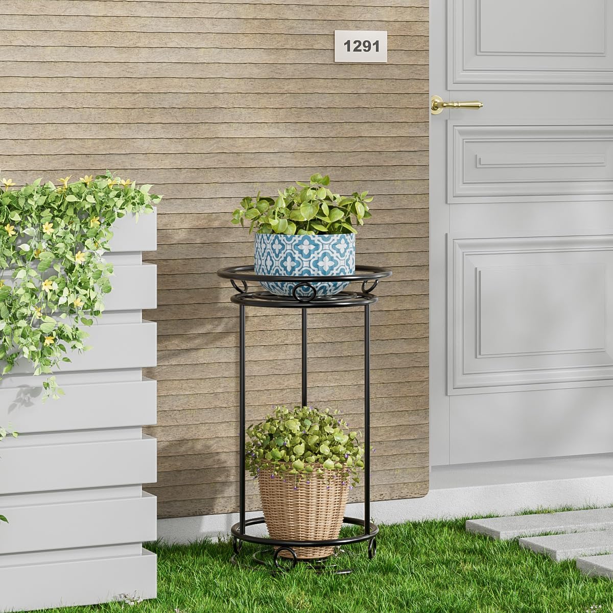 Plant Stand Indoor Outdoor - Metal Planter Holder Shelf Tall Tiered Fl