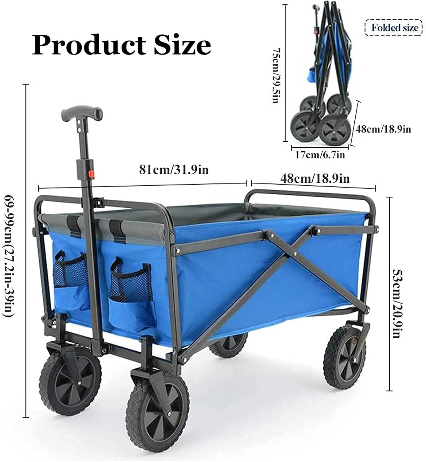 Garden Cart Foldable Multi-Function Sports Wagon Heavy-Duty Outdoor Portable Outdoor Cart Perfect for Camping Concerts Etc.fold Up Wagon