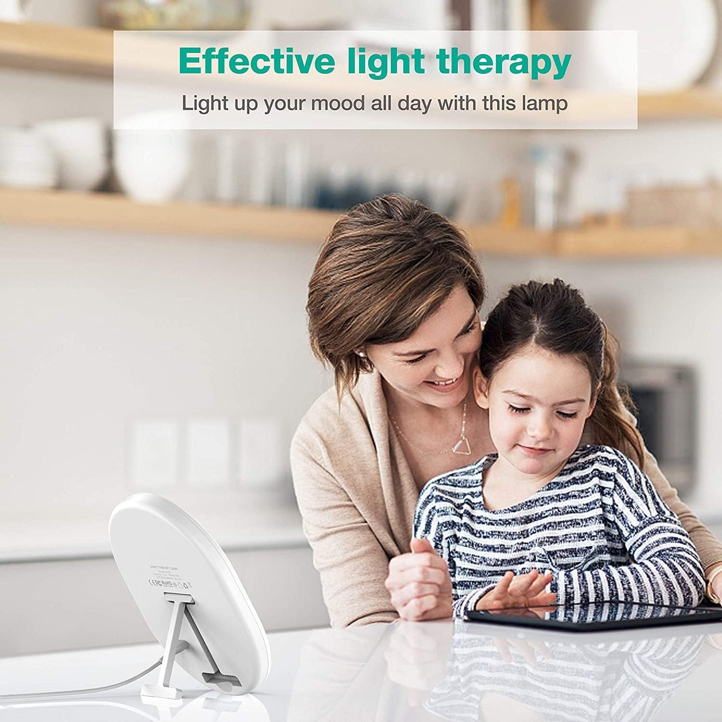 UV-Free 10000 Lux Daylight Lamp - Touch Control with 3 Brightness Levels & 4 Timer Functions, Large Surface & Rotatable Stand for Home/Office