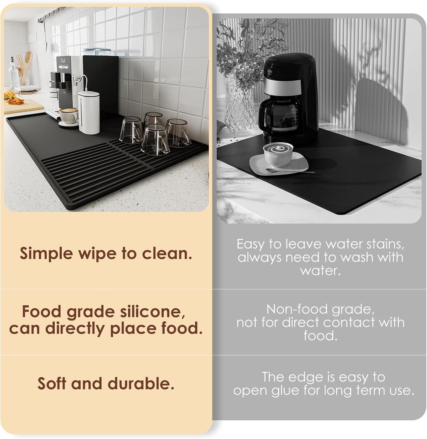 Silicone Coffee Mat with Raised Edges, , 24'' x 16'', Bar Mat for Coun