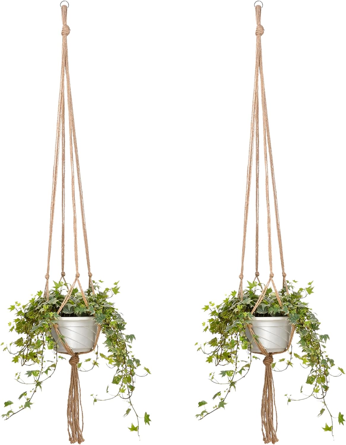 EBOOT 2 Pack 48 Inch Large Macrame Plant Hanger Rope to Hang Flower Pot Plant Holder for Indoor Outdoor Decorations, 4 Legs (Linen Color)