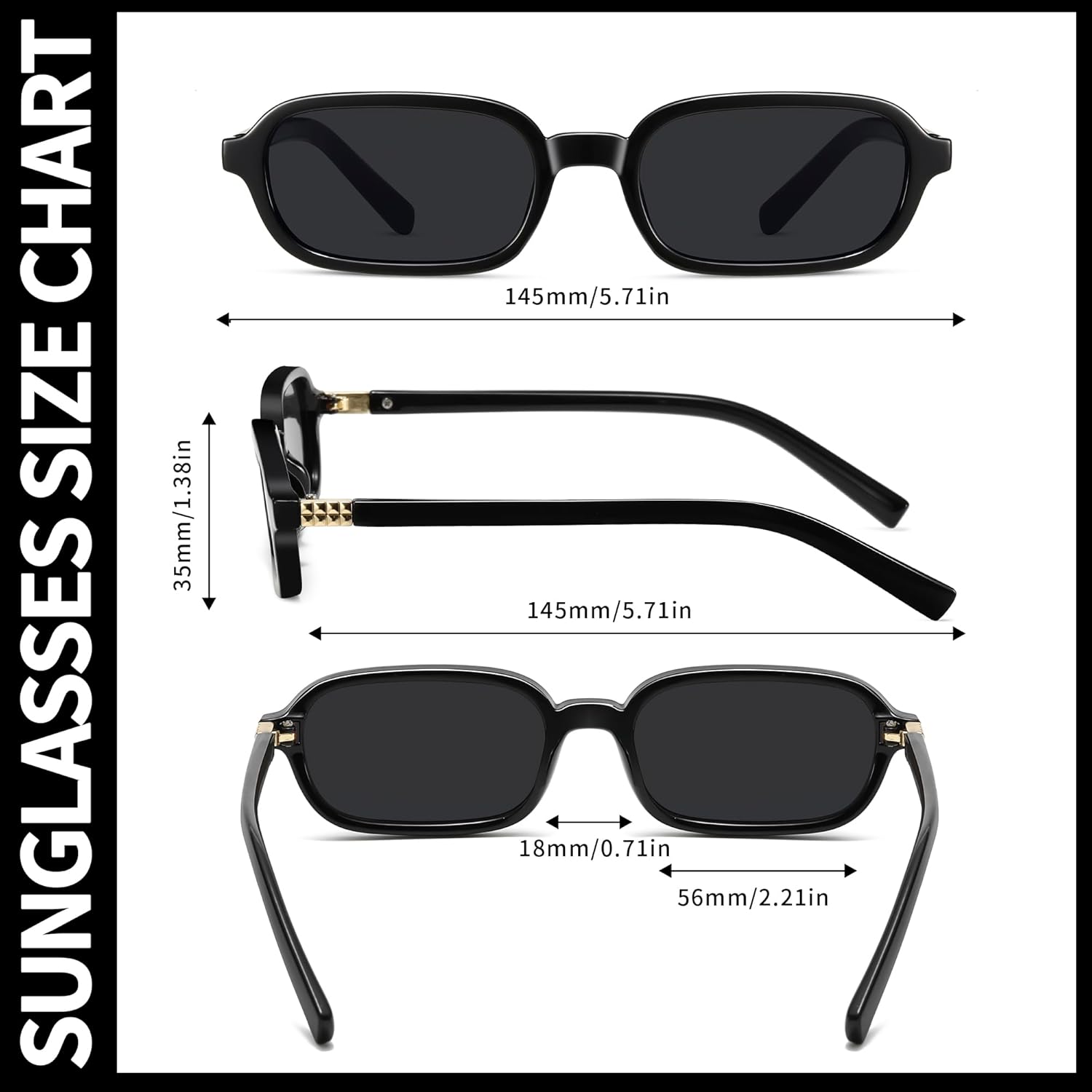Retro Rectangle Sunglasses for Women Men Trendy Vintage Small Square S