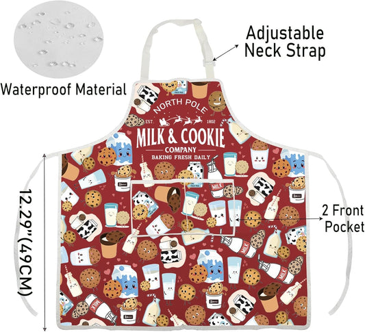 WCGXKO North Pole Christmas Baking Kitchen Apron Funny Xmas Gift Farmhouse Christmas Gift