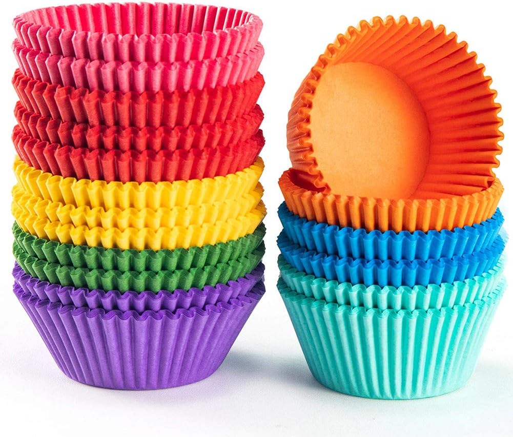 Gifbera Bright Rainbow Standard Cupcake Liners Solid Colorful Paper Ba