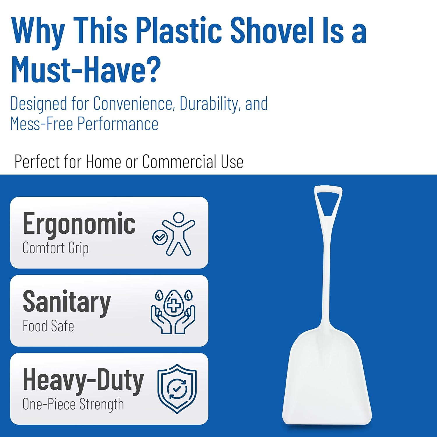 SPARTA 41077EC02 Plastic Sanitary Shovel, Food Safe Plastic Shovel For