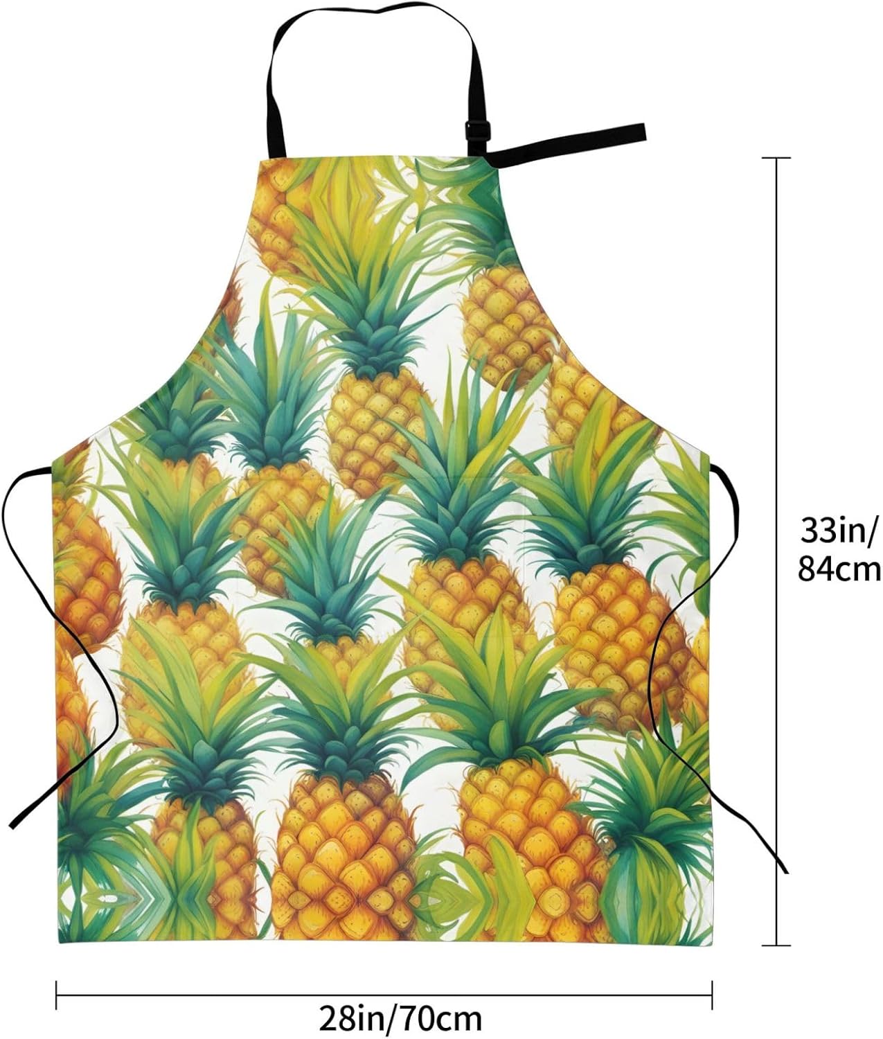 Exotic Tropical Pineapples print Waterproof chef's apron with pocket apron for kitchen cooking baking barbecue and gardening