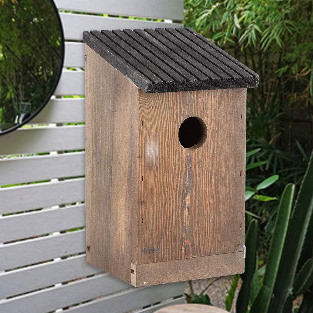 Wood Bird House, Hanging Bird Nesting Box, Woody Woodpecker House Wood