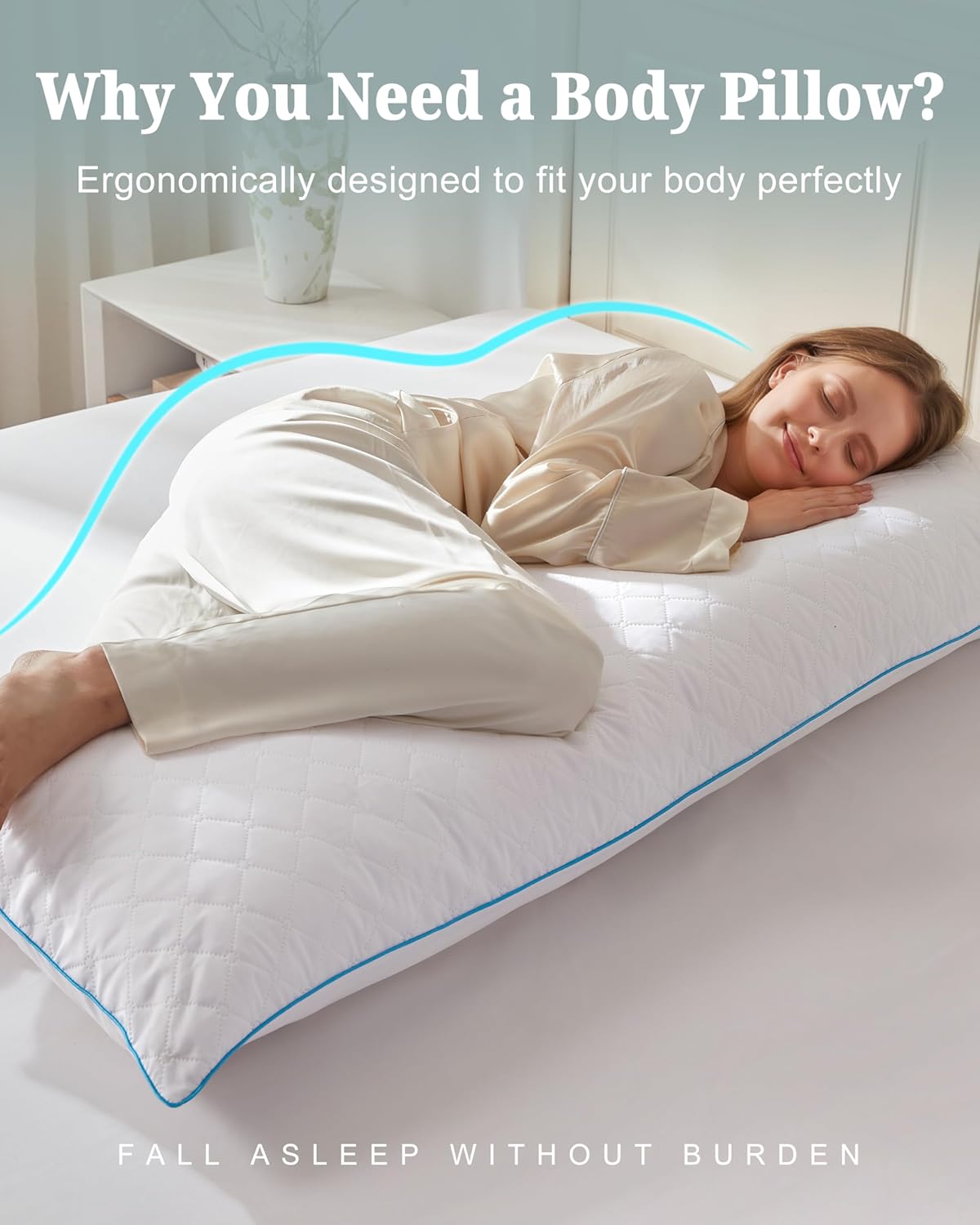 YZ HOME Long Body Pillow for Adults - Firm Body Pillow Insert with Shr
