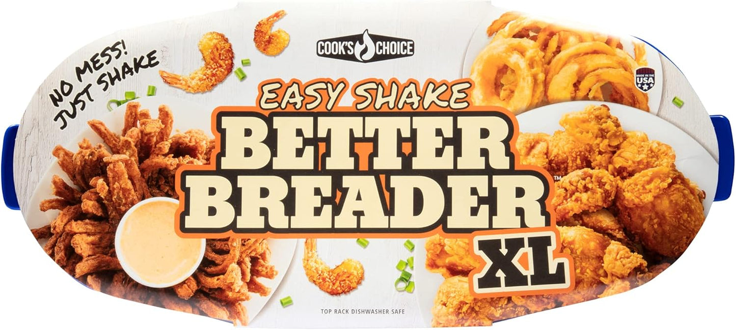 COOK'S CHOICE XL Original Better Breader Batter Bowl- All-in-One Mess Free Breading Station Tool- Great for Parties- Pour in Seasoning, Add Meat, Vegetables or for Fish Fry, & Just Shake- Made in USA