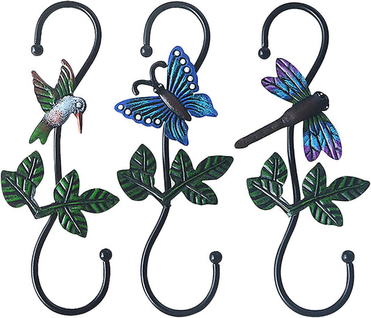 Large Decorative S Hooks, Set of 3 Plant Hangers, Beautiful and Vivid Plant Hook for Hanging Outdoor Indoor Garden Plants, Flower Baskets, Pots, Bird Feeders