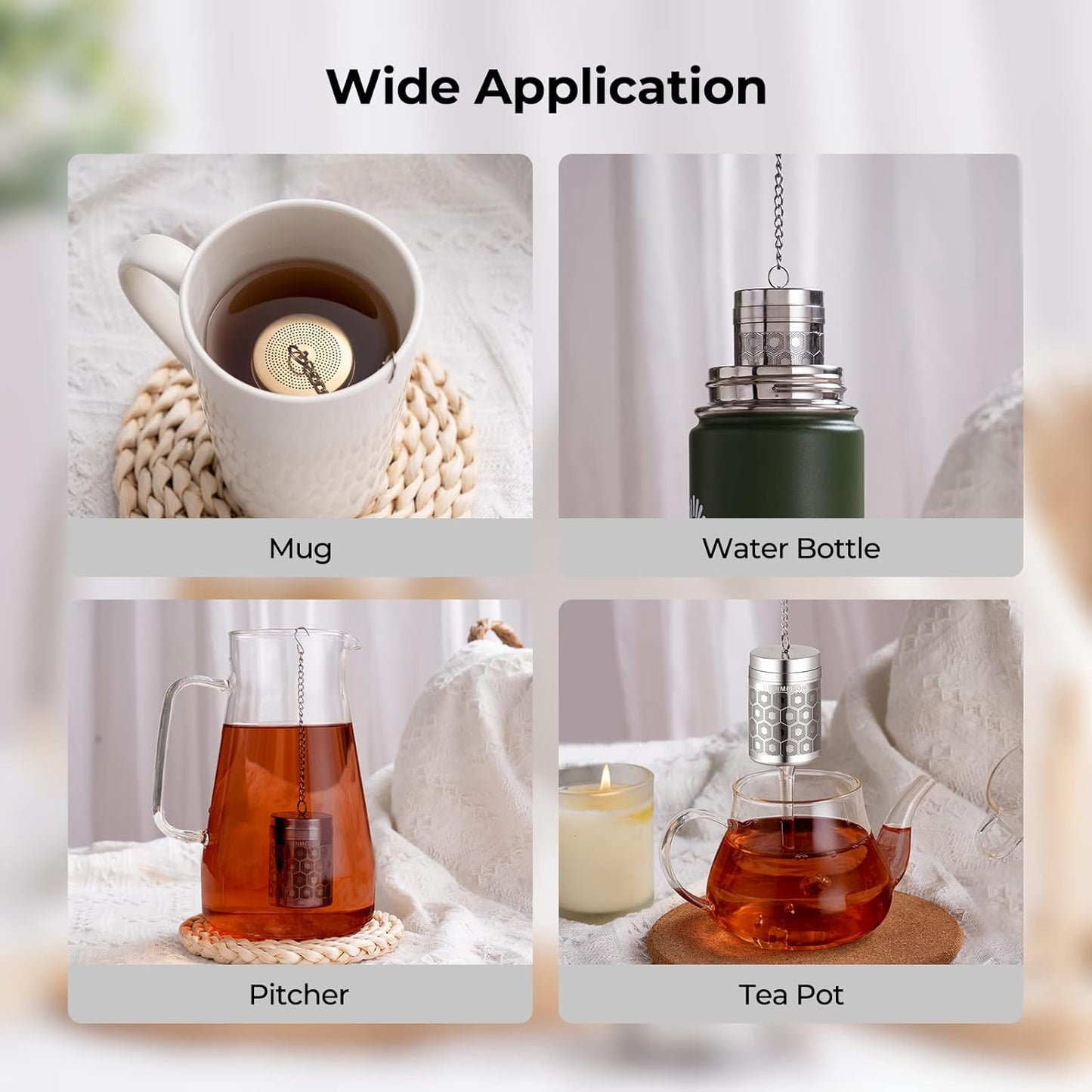 Reinmoson Tea Strainers for Loose Tea, Extra Fine Mesh Tea Infuser, 30