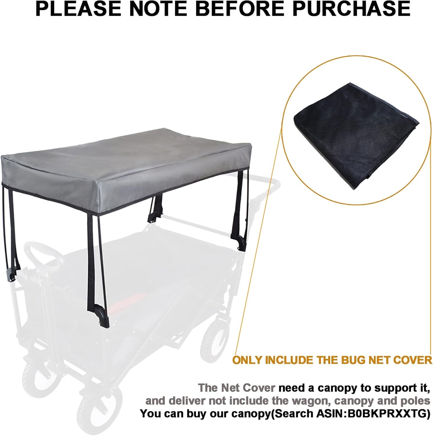 Mosquito Net for Wagon Universal, Bug Net Cover for Collapsible Beach 