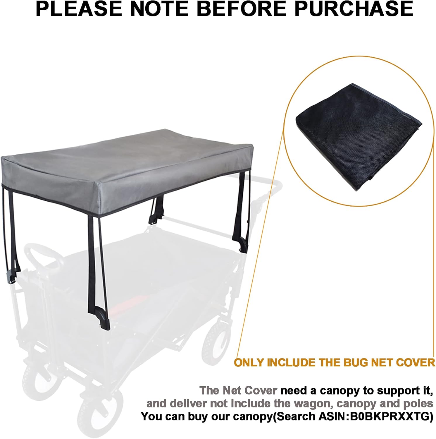 Mosquito Net for Wagon Universal, Bug Net Cover for Collapsible Beach 