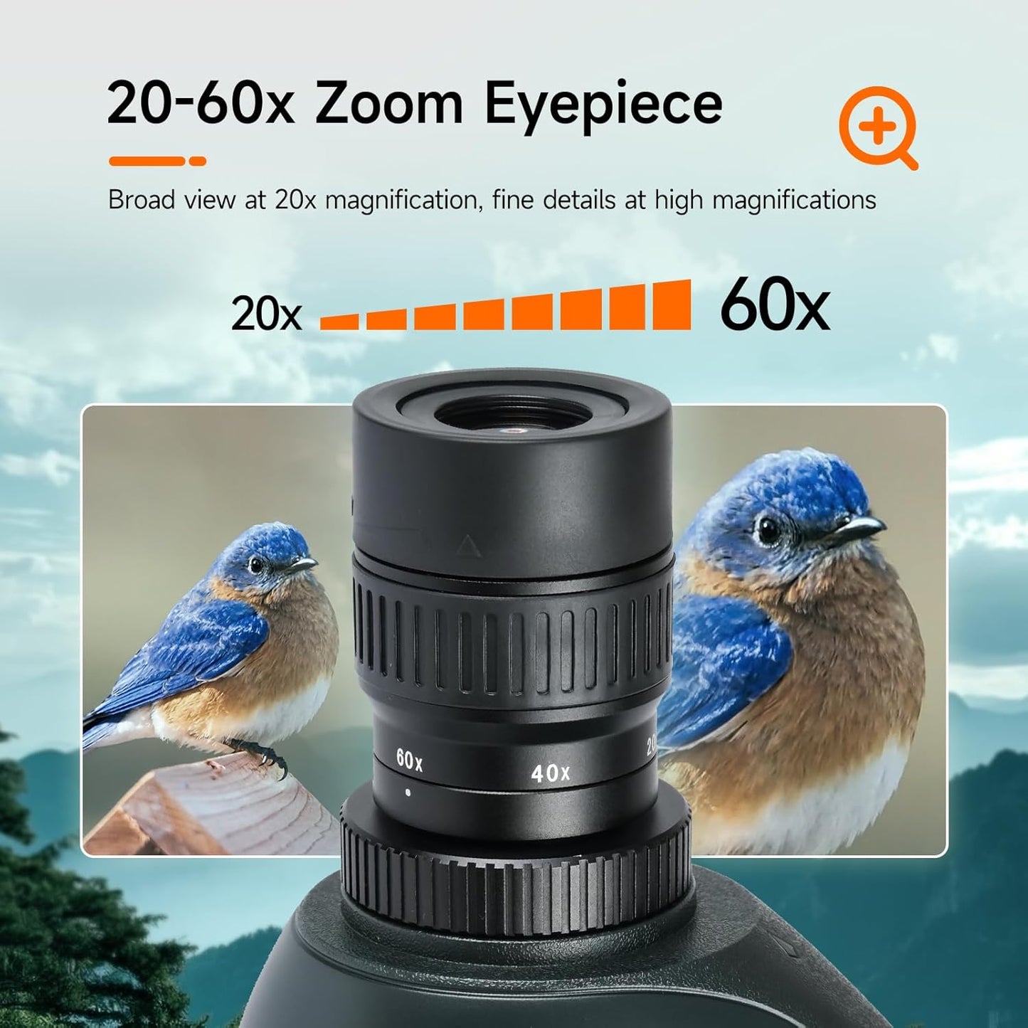 SVBONY SV406 20-60x80 Spotting Scope with Tripod, HD Optical System with BAK4 Prism, Waterproof & Fogproof, 1.25'' Removable Eyepiece, Spotting Scopes for Target Shooting, Bird Watching