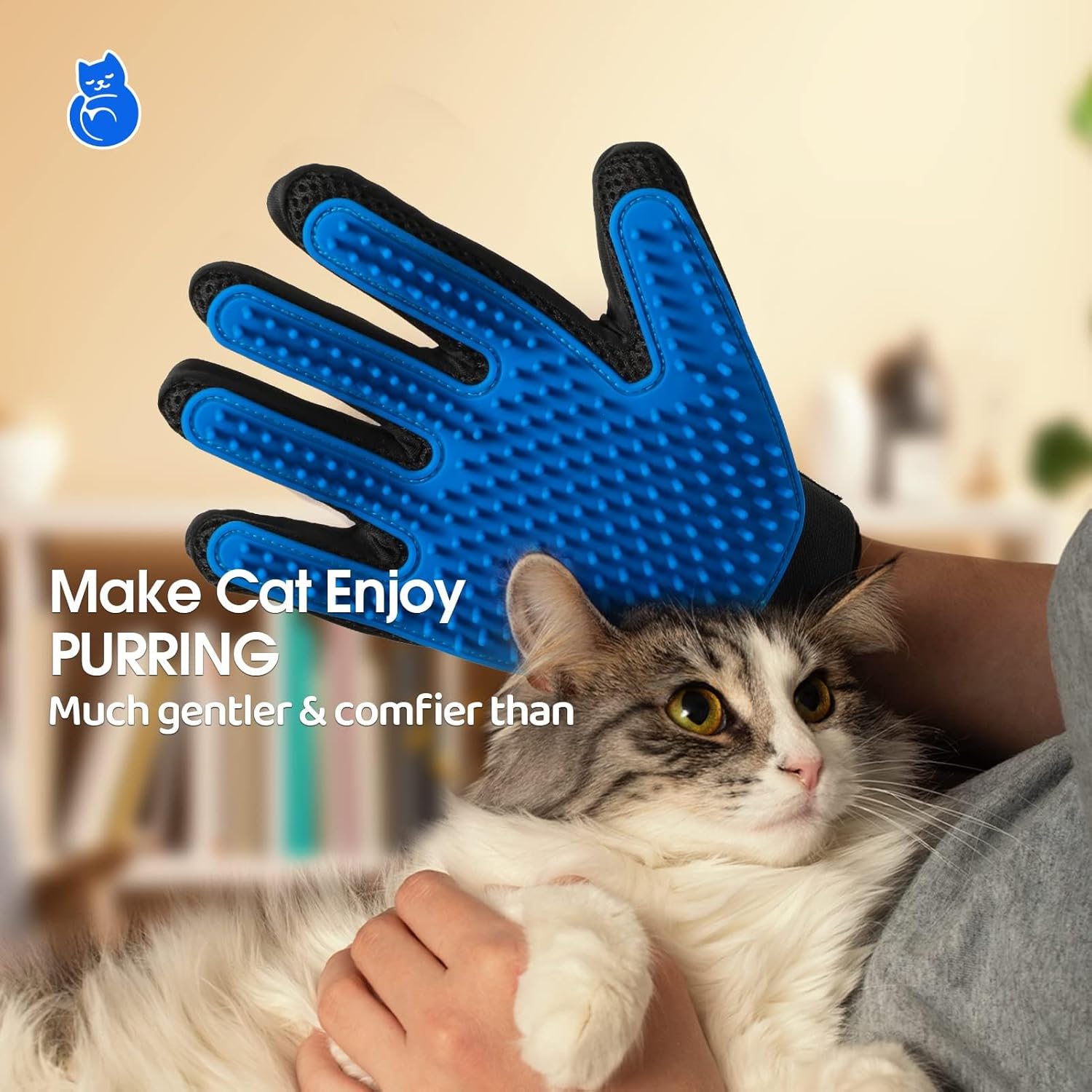 Upgrade Efficient Pet Hair Remover Gloves - Gentle Shedding Brushes fo