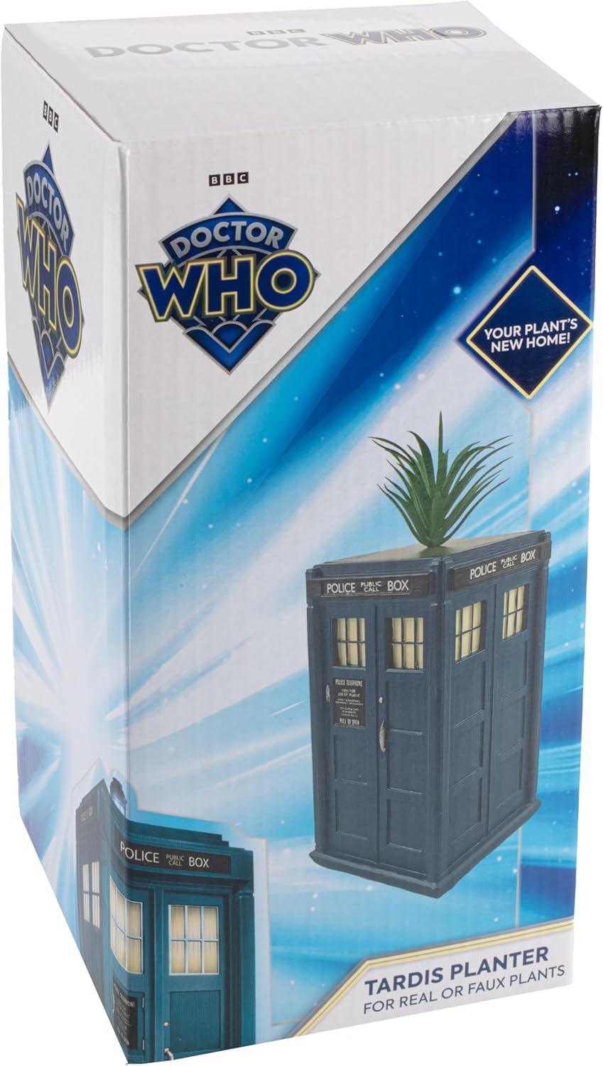 Doctor Who 6" Ceramic Tardis Planter - For Real, Fake Plants & Succulents - Collectible Dr. Who Police Box Decor for Home or Office - Officially Licensed - Stocking Stuffer Gift for Teens, Women & Men